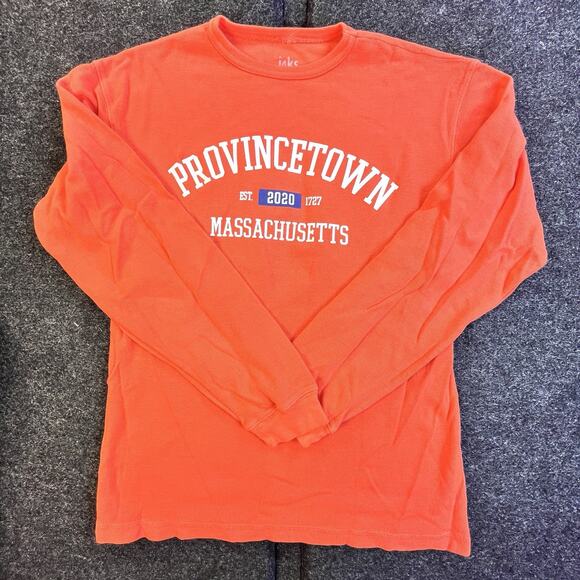 Jaks Long Sleeve Shirt Sz Small Provincetown 2020 Orange Waffle Thermal Base - Picture 1 of 6